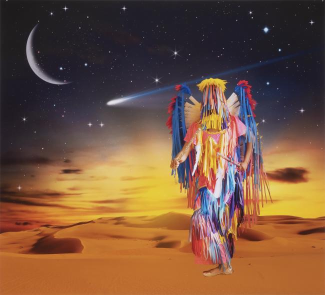 futuristic image of an indigenous person on an empty planet