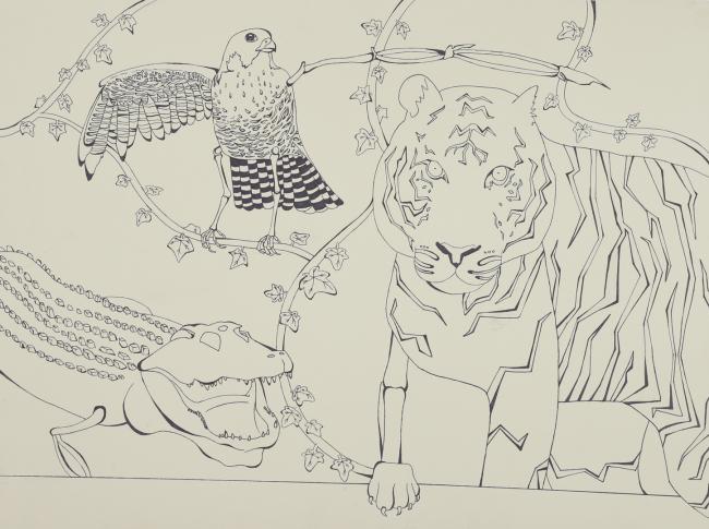 drawing of three animals