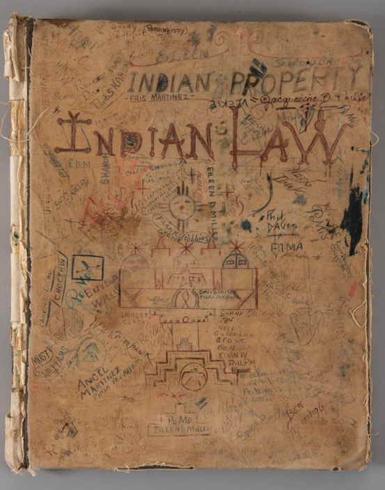 Log Book Cover with "Indian Law" handwritten on cover