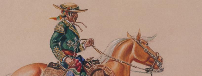 drawing of vaquero riding a horse