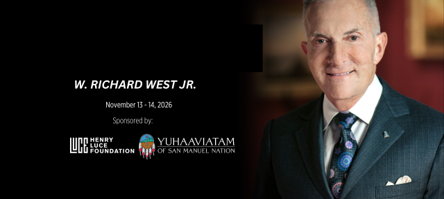 Portrait of W. Richard West Jr. for an event on November 13–14, 2026, sponsored by the Henry Luce Foundation and the Yuhaaviatam of San Manuel Nation.