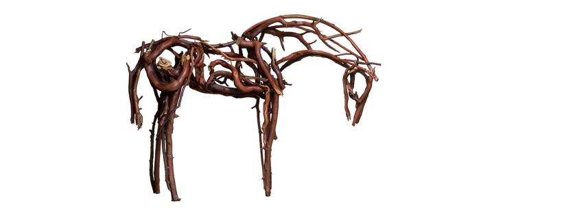 horse sculpture constructed of branches